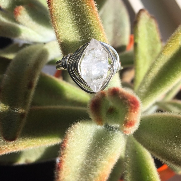 Herkimer diamond wire wrapped ring size 5 - Picture 3 of 4